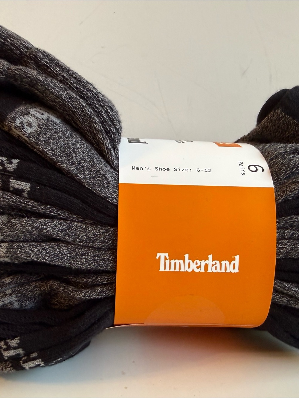 Timberland Cushioned Crew Socks in Black and Gray Heather